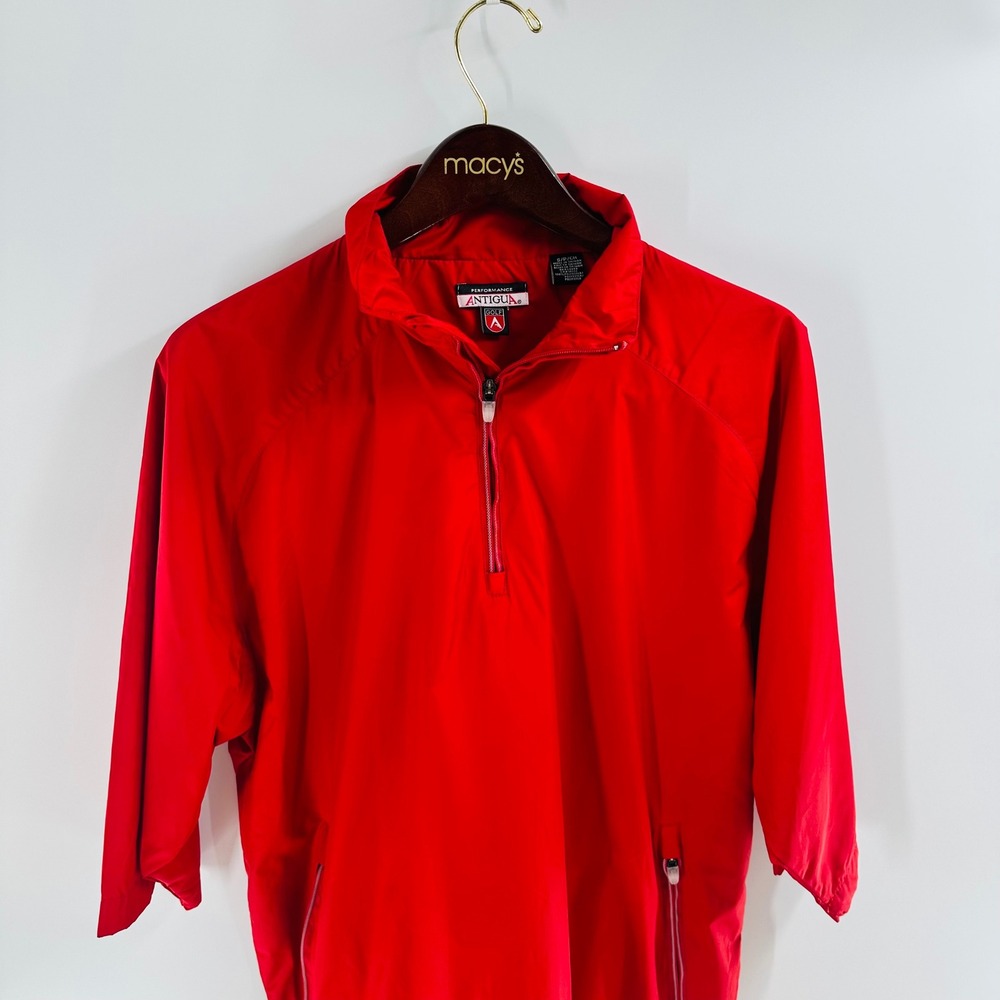 Vintage 90s Antigua Golf Pullover Performance‎ Half Zip Jacket Lightweight Red S